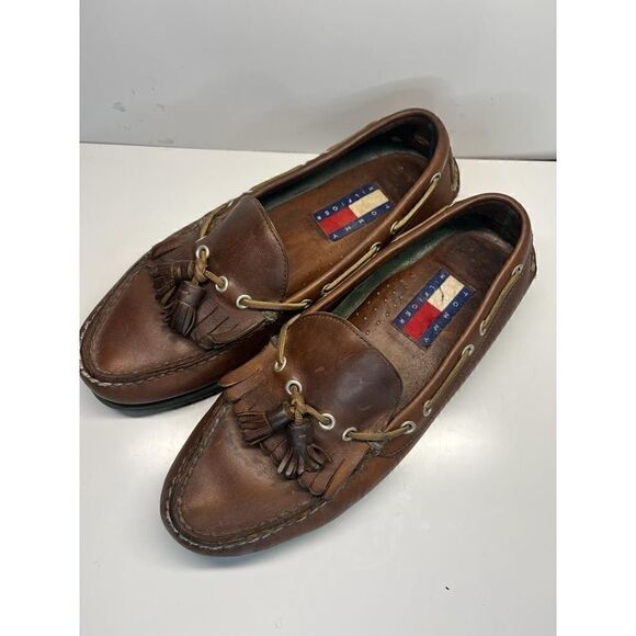 Tommy Hilfiger Vintage Brown Slip-On Tassel Casual Moc Loafers shoes Men's 10M - Picture 8 of 12